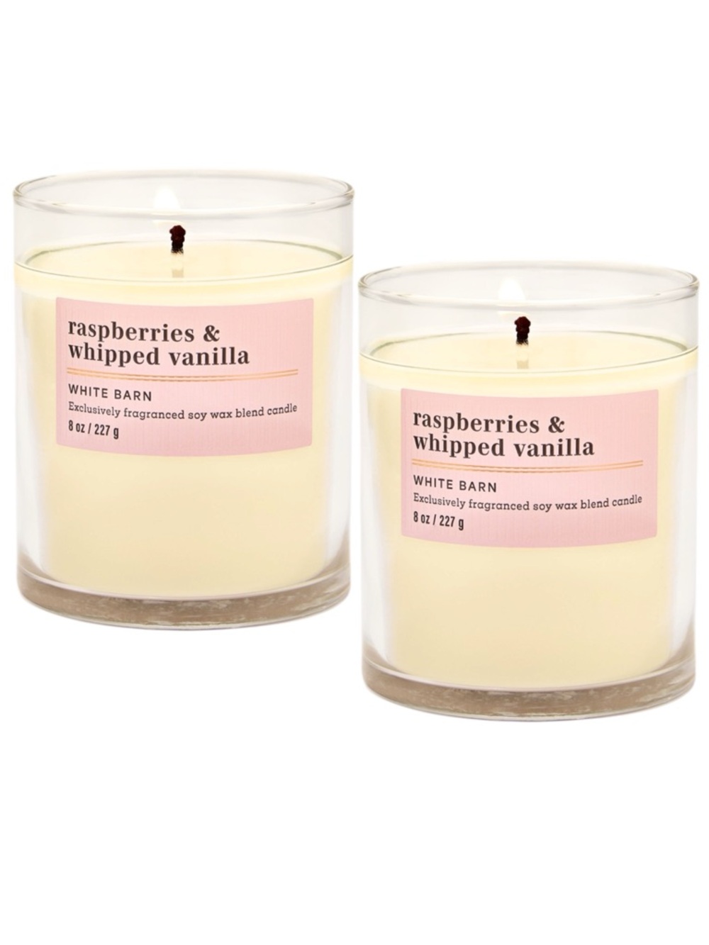 Bath & Body Works RASPBERRIES & WHIPPED VANILLA Single-Wick Candle X 2